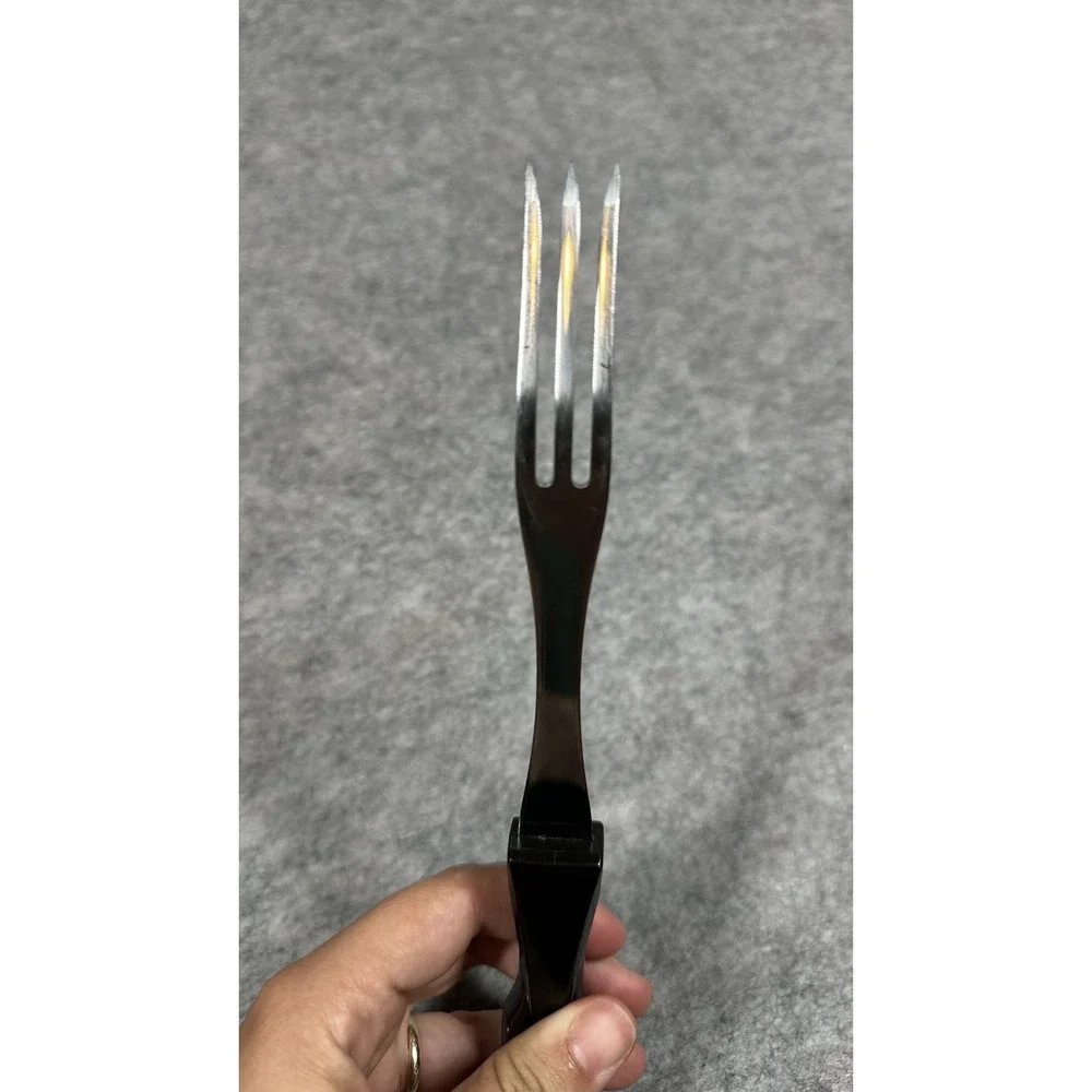 Vintage Cutco 1726 Turning 3 Prong Fork Dark Brown Swirl/Black Handle 11